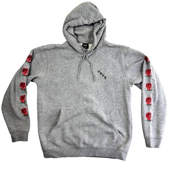 Obey Other - Obey Worldwide Men's M Grey Sweatshirt Hoodie Rose Print Graphic